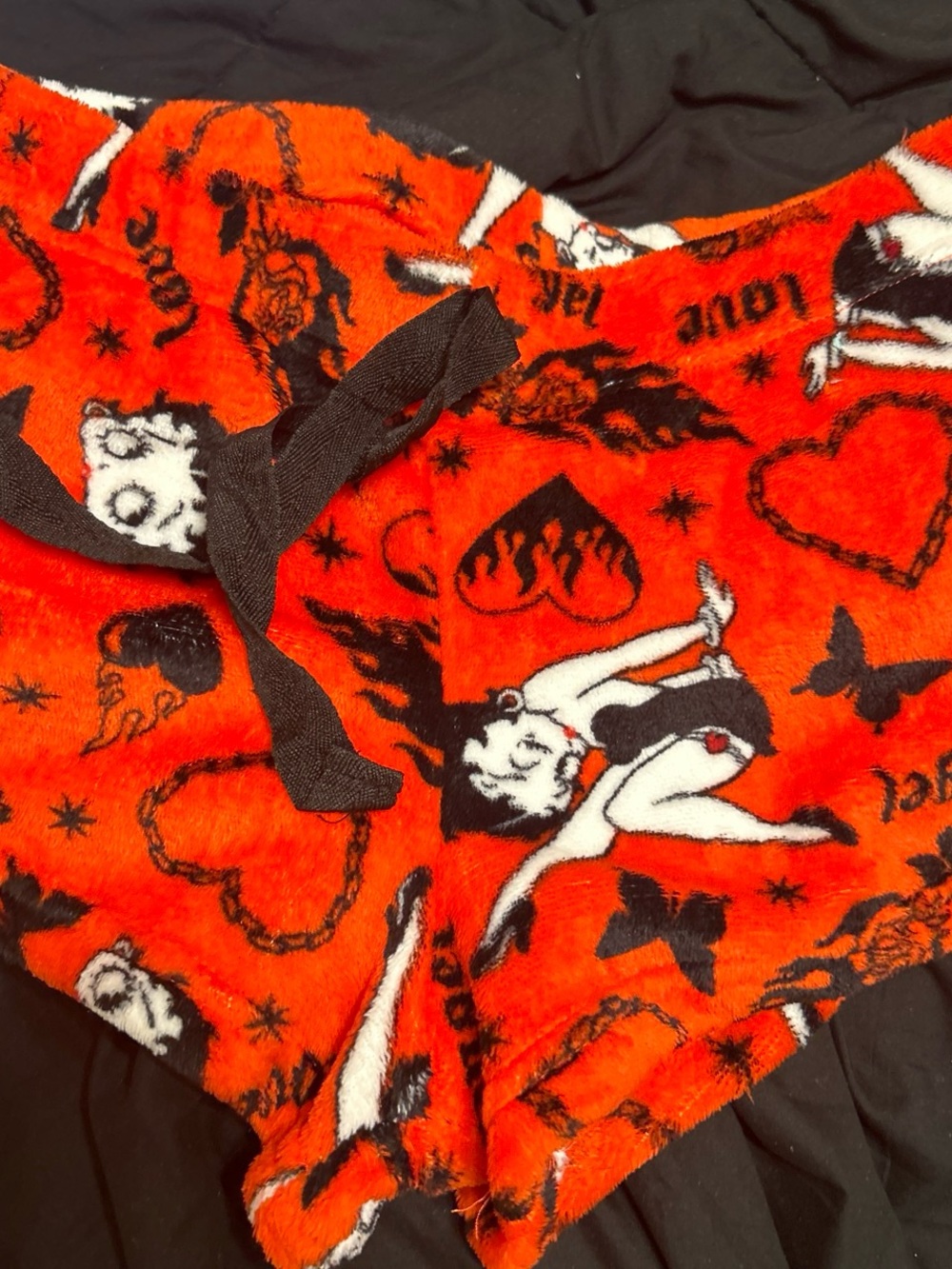 Red Betty Boop Print Plush pajama shorts